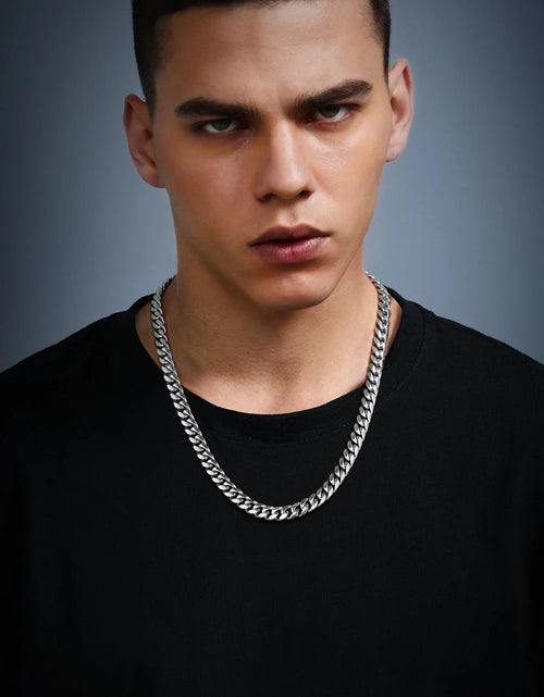 Load image into Gallery viewer, Men Jewelry Hiphop Cuban Chain Stainless Steel Necklace 26Inch 10MM Silver Color Mens Gifts for Dad
