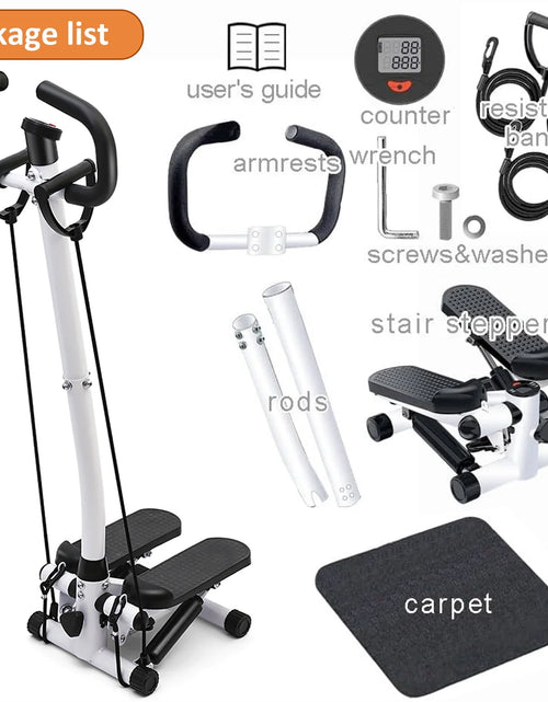 Load image into Gallery viewer, Steppers for Exercise, Mini Stair Stepper with Resistance Bands and Handlebar, 2 Ways to Use, Stair Climber Fitness Exercise Equipment for Full Body Training, 220 Lbs Weight Capacity
