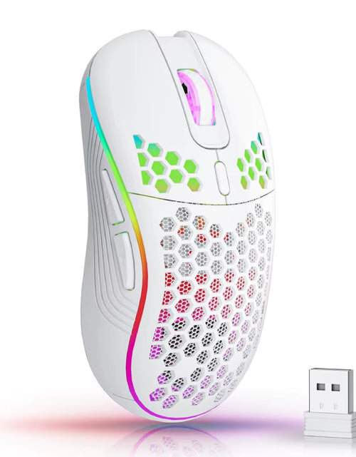 Load image into Gallery viewer, 2.4G Wireless Mouse with RGB Backlit 6-Button 3-Speed DPI Type C Rechargeable Ergonomic Honeycomb Design Gaming Mouse
