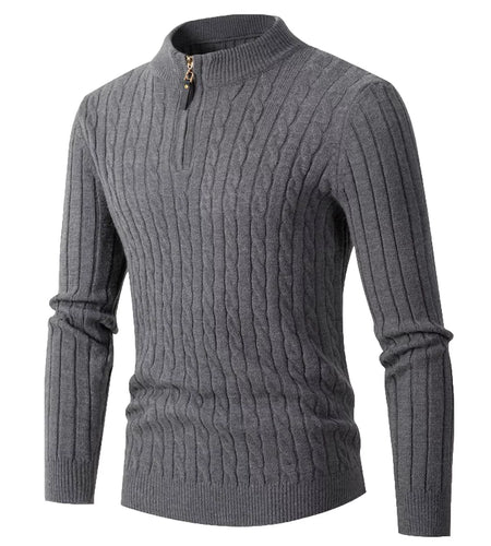 Sweaters for Men Cable Knit Crew Neck Top Long Sleeve Dressy Casual Fall and Winter Quarter Zip Pullover Sweater