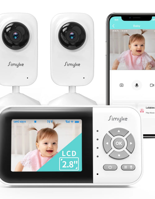 Load image into Gallery viewer, Dual Camera Video Baby Monitor, 2.8&quot; LCD, Wireless, Night Vision, 2-Way Audio, App Access, 1200Ft Range, Feeding Timer, Temperature Sensor, Portable for Home Use
