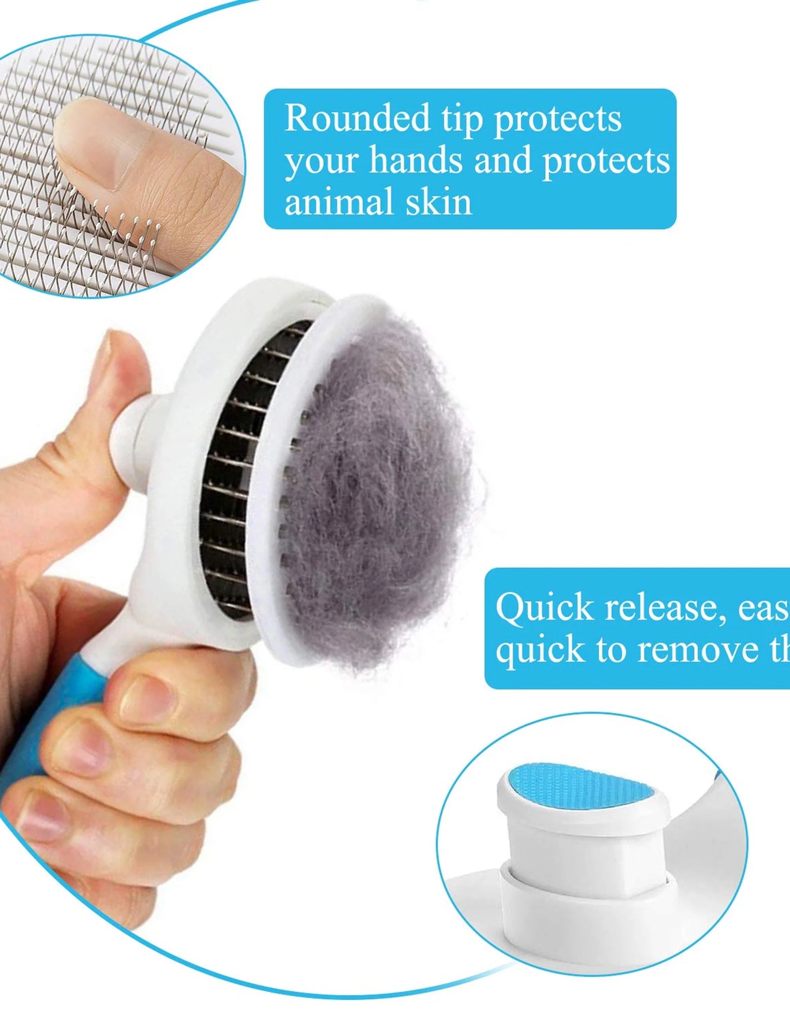 Cat and Dog Brush, Self Cleaning Deshedding Tool for Undercoat, Mats, Knots, Flakes - All Hair Lengths
