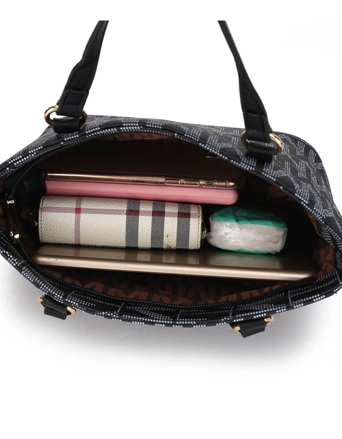 Load image into Gallery viewer, by Mia K. Marimar Women&#39;S Tote Bag with Pouch and Wristlet, Signature 4 Piece Set - Navy Blue
