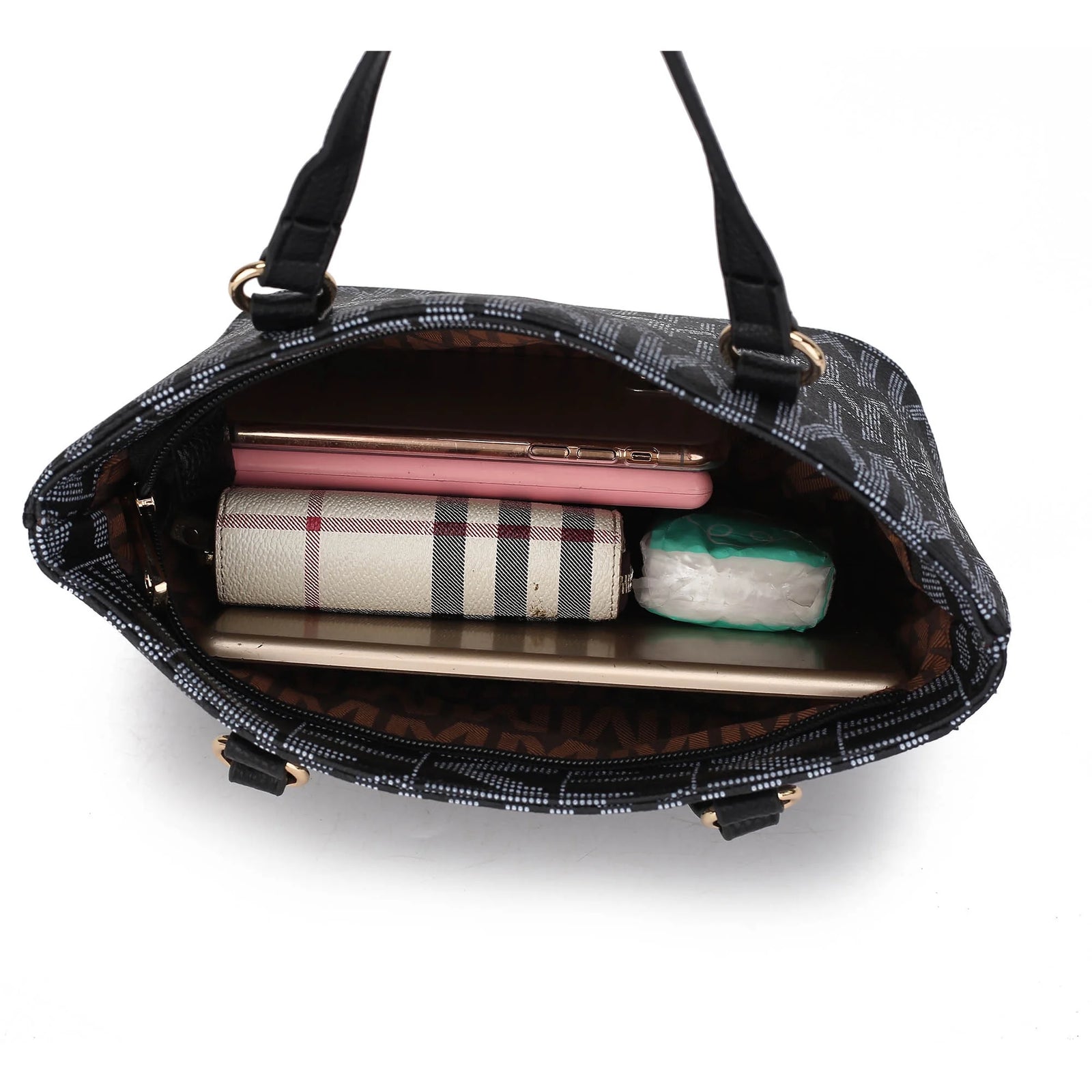 by Mia K. Marimar Women'S Tote Bag with Pouch and Wristlet, Signature 4 Piece Set - Navy Blue