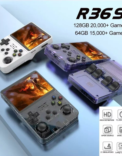 Load image into Gallery viewer, Open Source R36S Retro Handheld Video Game Console Linux System 3.5 Inch IPS Screen Portable Pocket Video Player 64GB 128G Games
