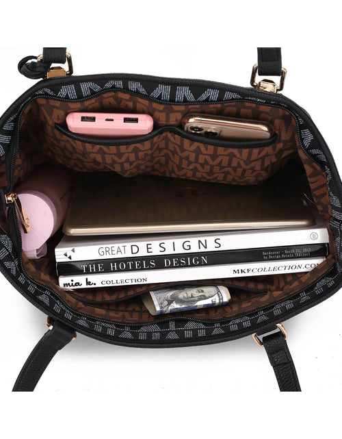 Load image into Gallery viewer, by Mia K. Marimar Women&#39;S Tote Bag with Pouch and Wristlet, Signature 4 Piece Set - Navy Blue
