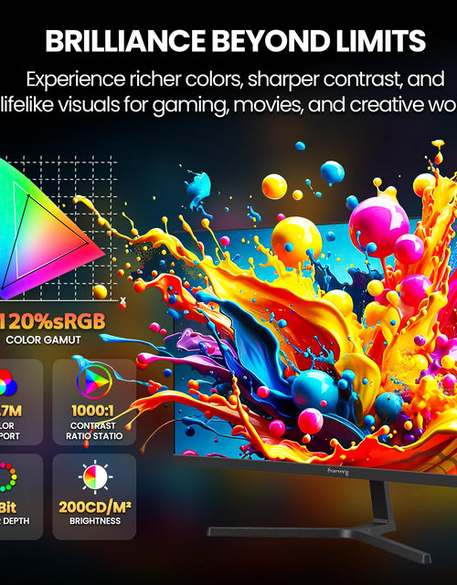 Load image into Gallery viewer, 24&quot; 200Hz Gaming Monitor,Ips Panel,Fhd 1080P, Built-In Speakers, 120% Srgb, Freesync, Black
