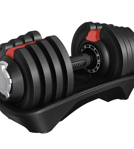 40Lb Adjustable Dumbbell Set with Anti-Slip Handle and Tray, Black