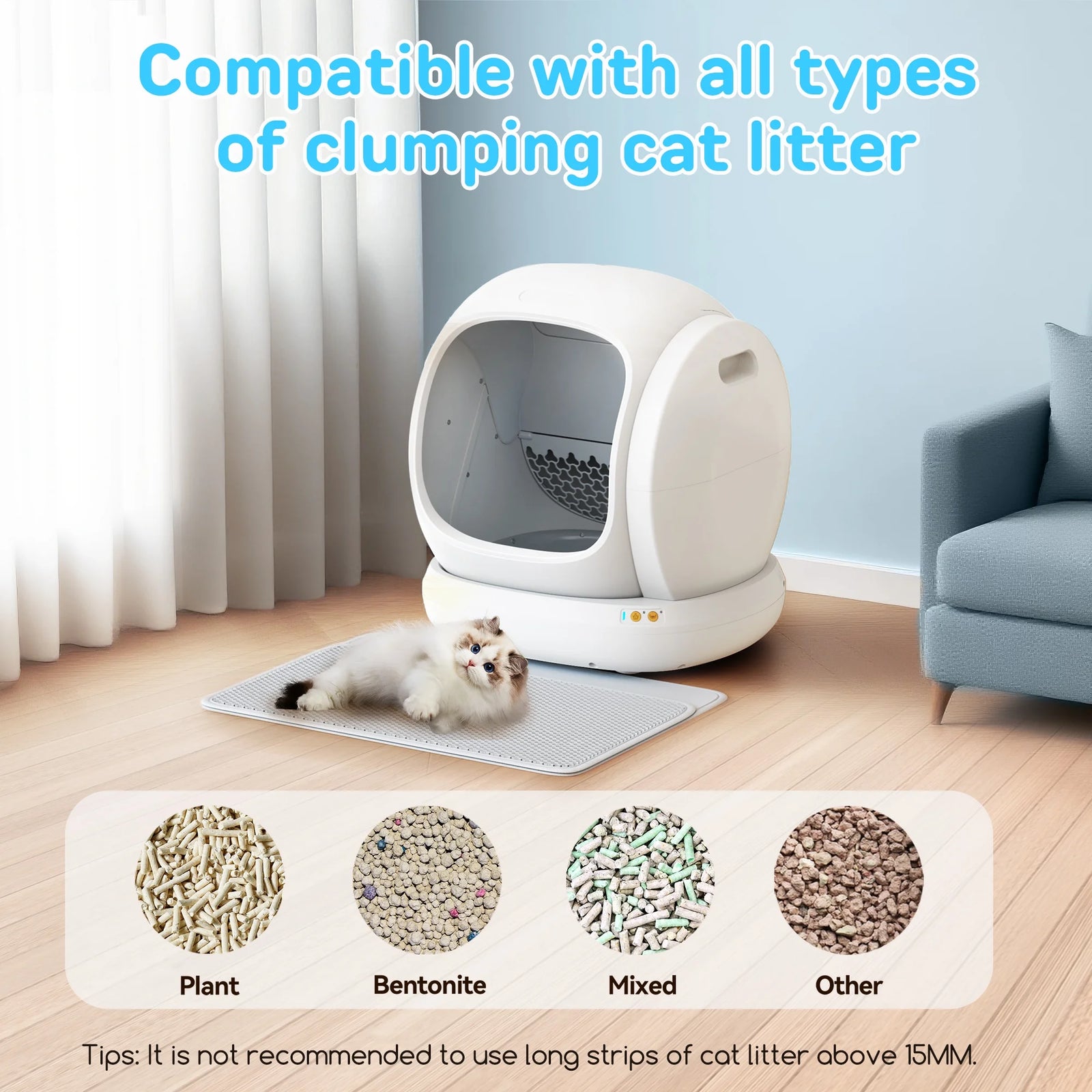 75L Smart Automatic Self-Cleaning Cat Litter Box, APP Control/Integrated Safety Protection,White