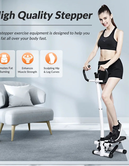 Load image into Gallery viewer, Steppers for Exercise, Mini Stair Stepper with Resistance Bands and Handlebar, 2 Ways to Use, Stair Climber Fitness Exercise Equipment for Full Body Training, 220 Lbs Weight Capacity
