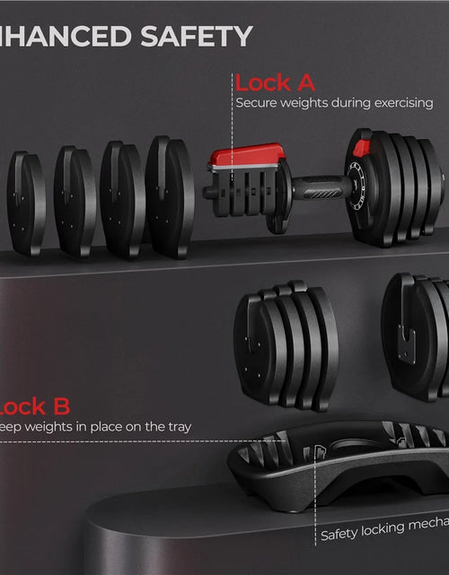 Load image into Gallery viewer, 40Lb Adjustable Dumbbell Set with Anti-Slip Handle and Tray, Black
