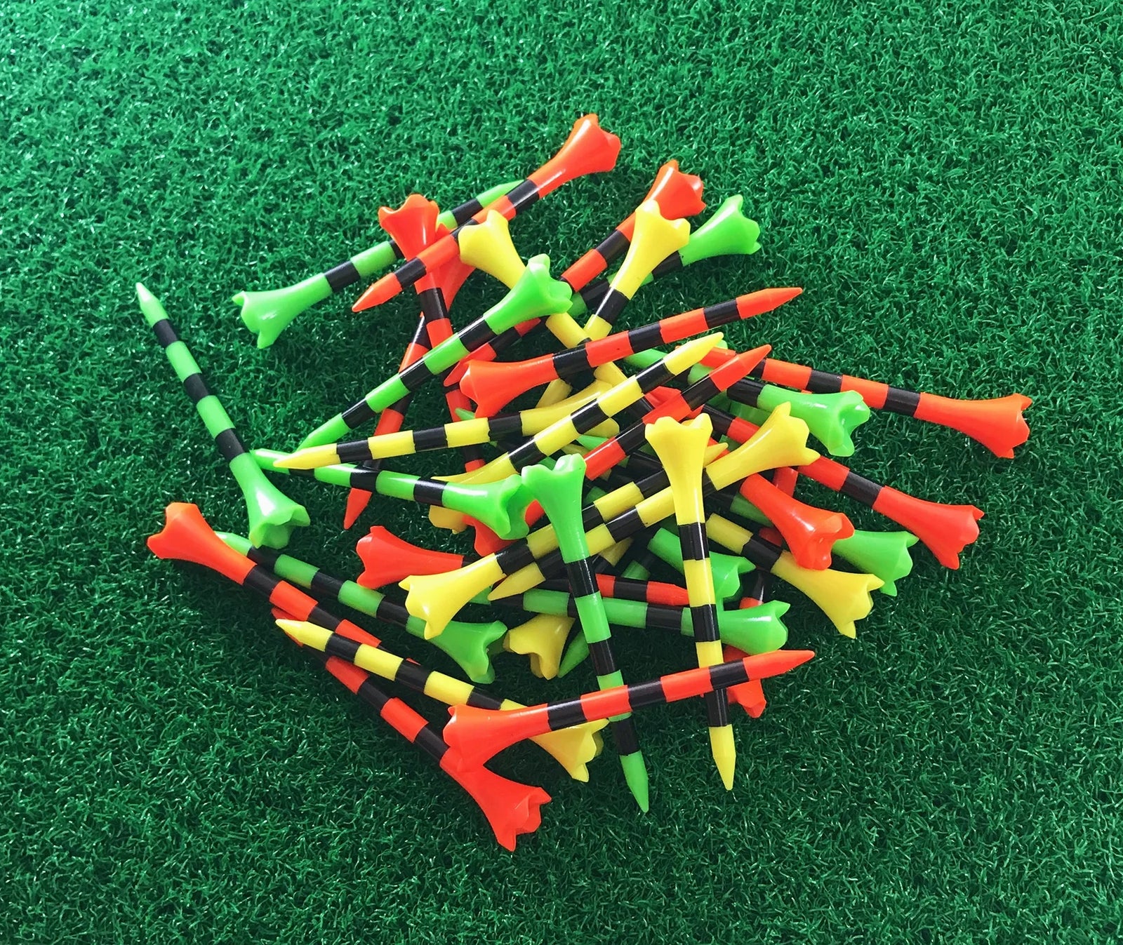 Pride Performance Plastic Golf Tees, Low-Resistance Head for Golf, Longer Drives, Durable & Stable Design, 3-1/4", Striped Citrus Mix – 25 Count