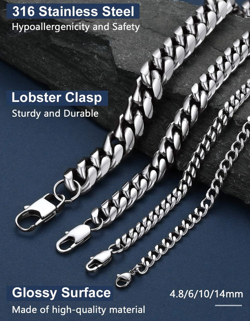 Load image into Gallery viewer, Men Jewelry Hiphop Cuban Chain Stainless Steel Necklace 26Inch 10MM Silver Color Mens Gifts for Dad
