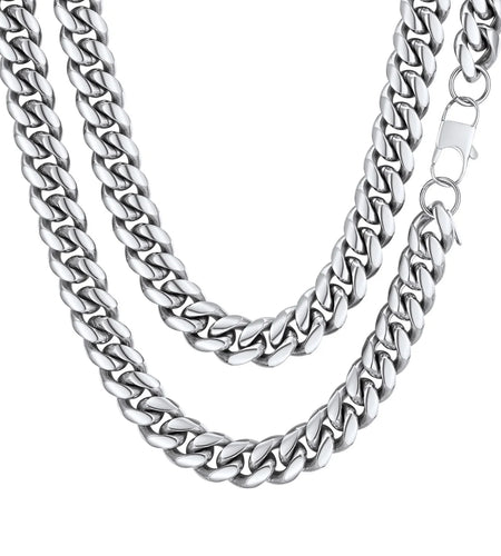 Men Jewelry Hiphop Cuban Chain Stainless Steel Necklace 26Inch 10MM Silver Color Mens Gifts for Dad