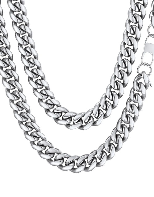 Load image into Gallery viewer, Men Jewelry Hiphop Cuban Chain Stainless Steel Necklace 26Inch 10MM Silver Color Mens Gifts for Dad
