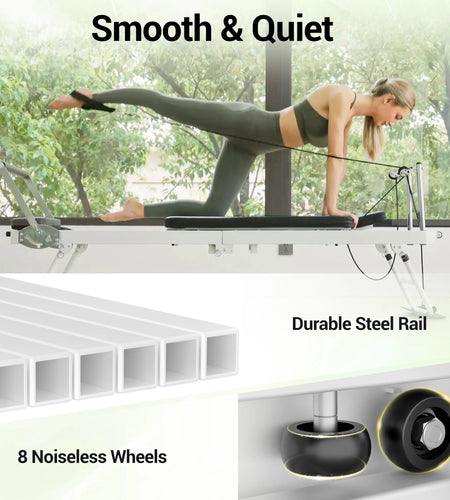 Foldable Pilates Equipment for Home Workouts,Balanced Body Pilates Reformer Machine for Home and Gym, Pilates Exercise Equipment with Jump Board, Additional 4 Springs