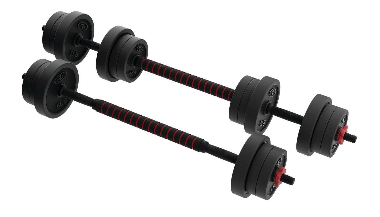 40LB 5 in 1 Adjustable Dumbbell Set , Fitness Exercises for Home Gym, Black, 1-Inch Holes Fit Standard Sized Bar