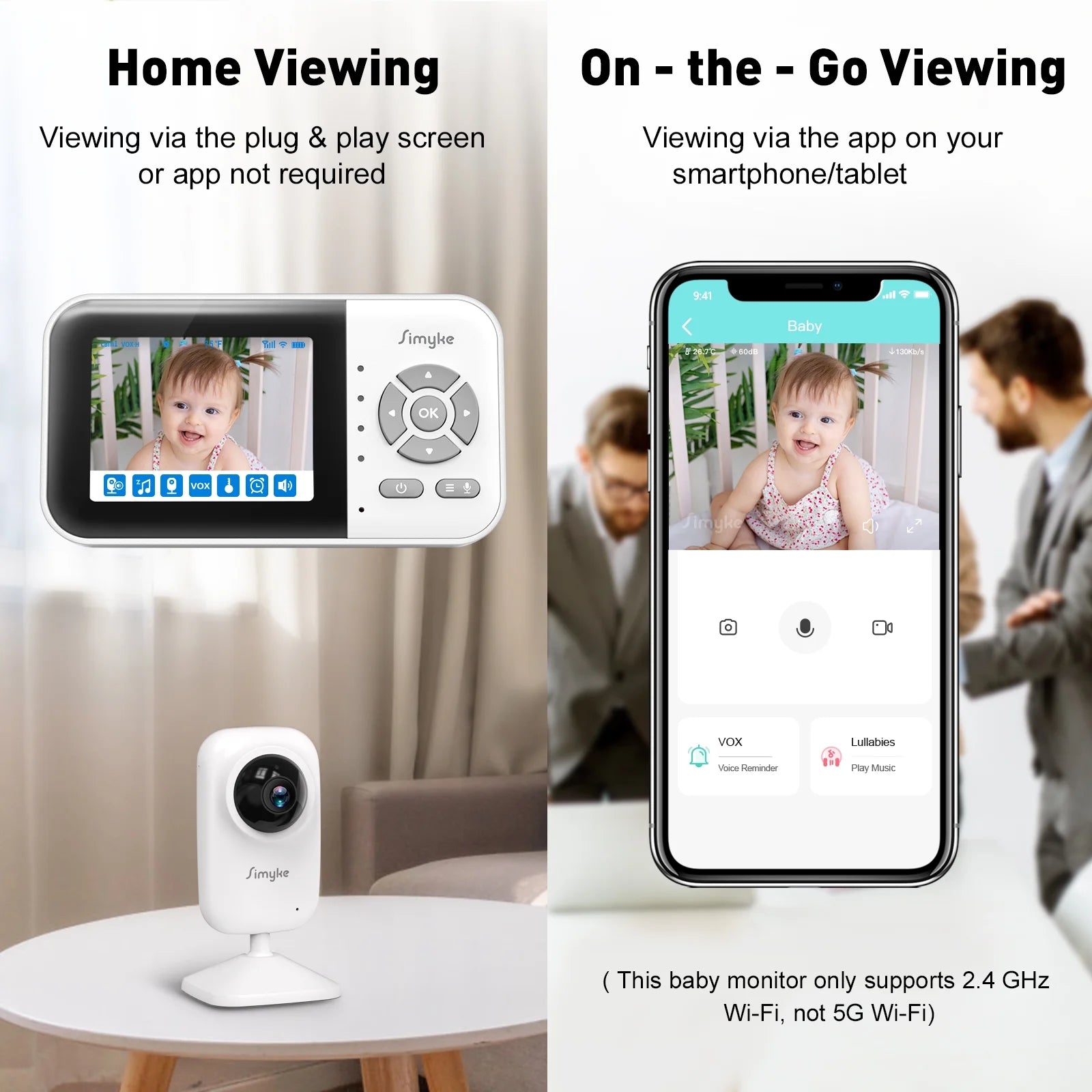 Dual Camera Video Baby Monitor, 2.8" LCD, Wireless, Night Vision, 2-Way Audio, App Access, 1200Ft Range, Feeding Timer, Temperature Sensor, Portable for Home Use