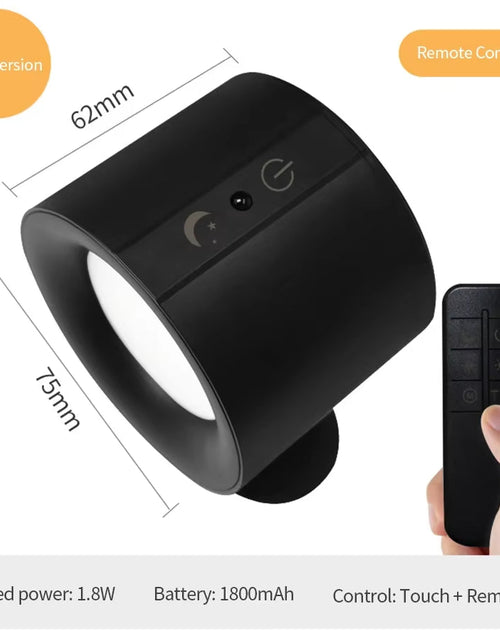 Load image into Gallery viewer, Led Double Head Wall Lamp Touch Control Remote 360 Rotatable USB Recharge 3Colors Wall Lights Wireless Night Lights for Bedroom
