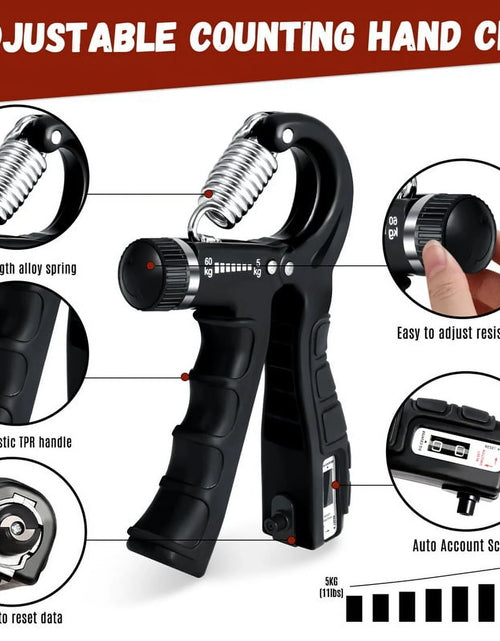 Load image into Gallery viewer, 6 Pack Grip Strength Trainer Kit with Counter, Adjustable Resistance 10 to 132Lbs Hand Gripper, Hand Extension Exerciser and Forearm Workout Ring for Muscle Building and Injury Recover
