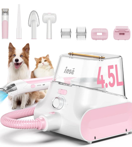 Grooming Vaccum, 4.5L Large Capacity Pet Grooming Kit & 5-In-1 Ultra-Low Noise Pet Grooming Vacu for Dog, Cat