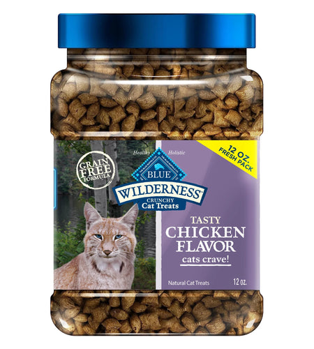 Wilderness Crunchy Dry Cat Treats, Natural & Grain-Free, Chicken, 12-Oz. Tub
