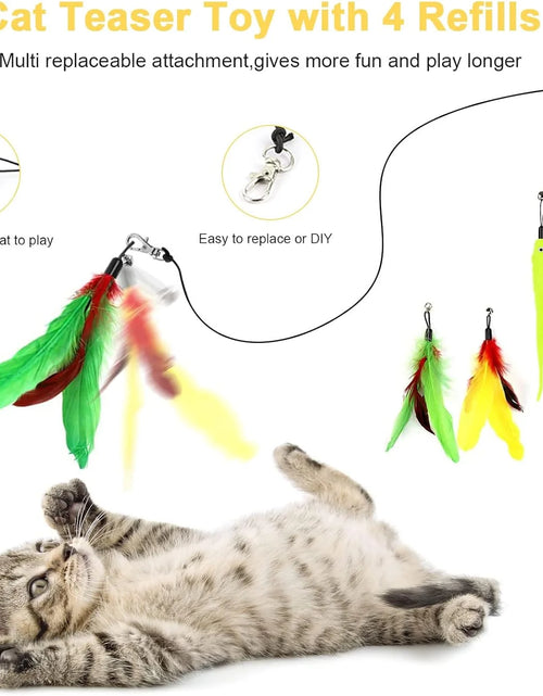 Load image into Gallery viewer, 34Pcs Cat Toys Kitten Toys, Interactive Kitty Toys with Collapsible Cat Tunnels Tent, Cat Wand Catnip Feather Teaser
